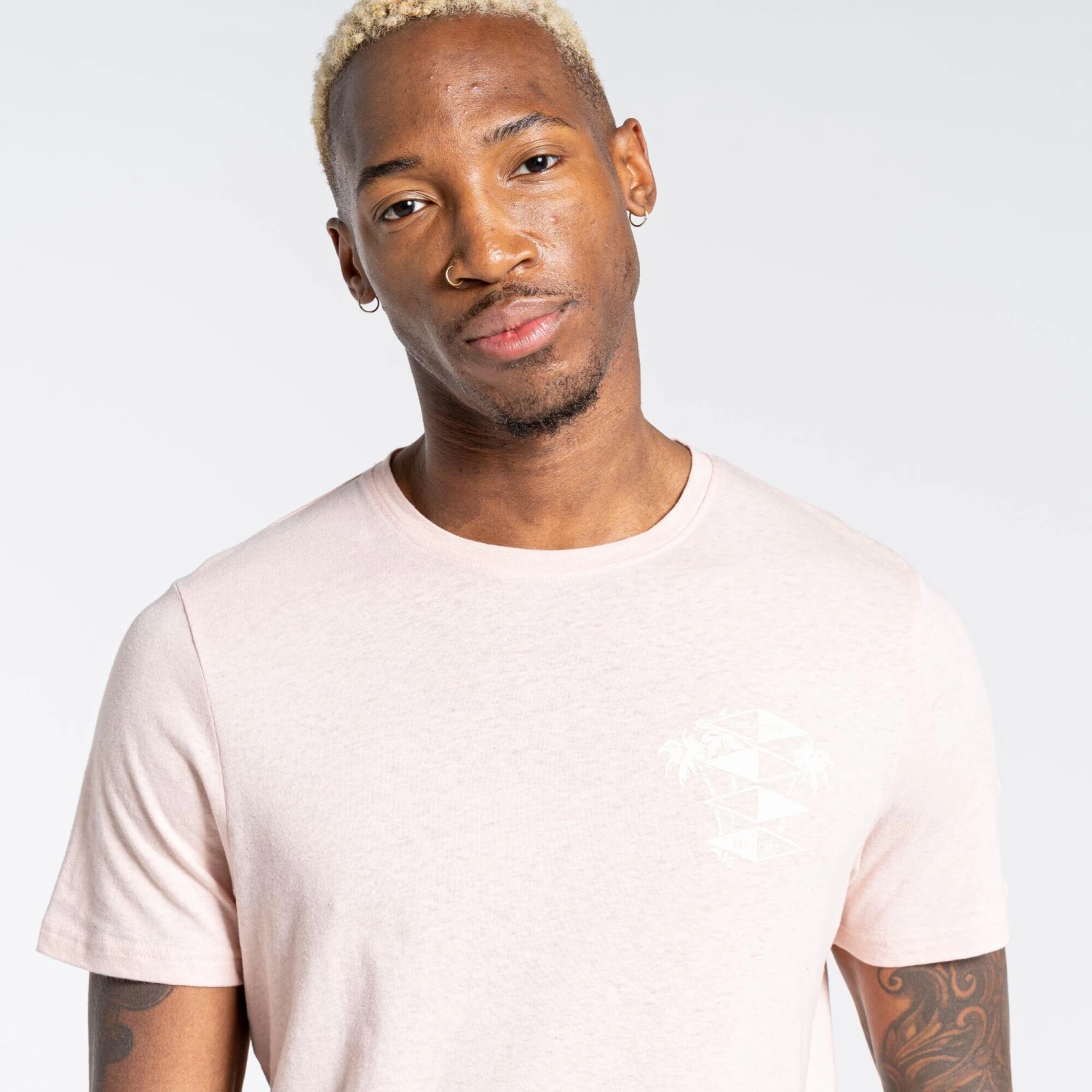 Craghoppers Mens Sten Palm Tree NosiBotanical ShortSleeved TShirt (Chalk Pink) 4 Craghoppers Mens Sten Palm Tree NosiBotanical ShortSleeved TShirt (Chalk Pink) - Image 2