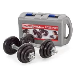 York 20kg Cast Iron Dumbbell Set With Case