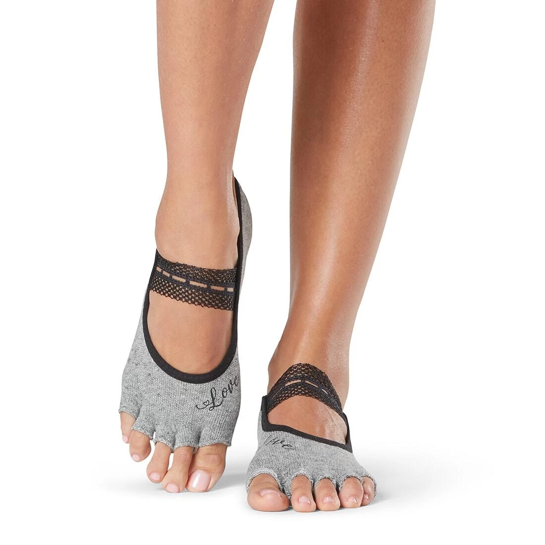 Fitness-Mad Womens/Ladies Mia Amorous Half Toe Socks (Grey) 4 Fitness-Mad Womens/Ladies Mia Amorous Half Toe Socks (Grey) - Image 2
