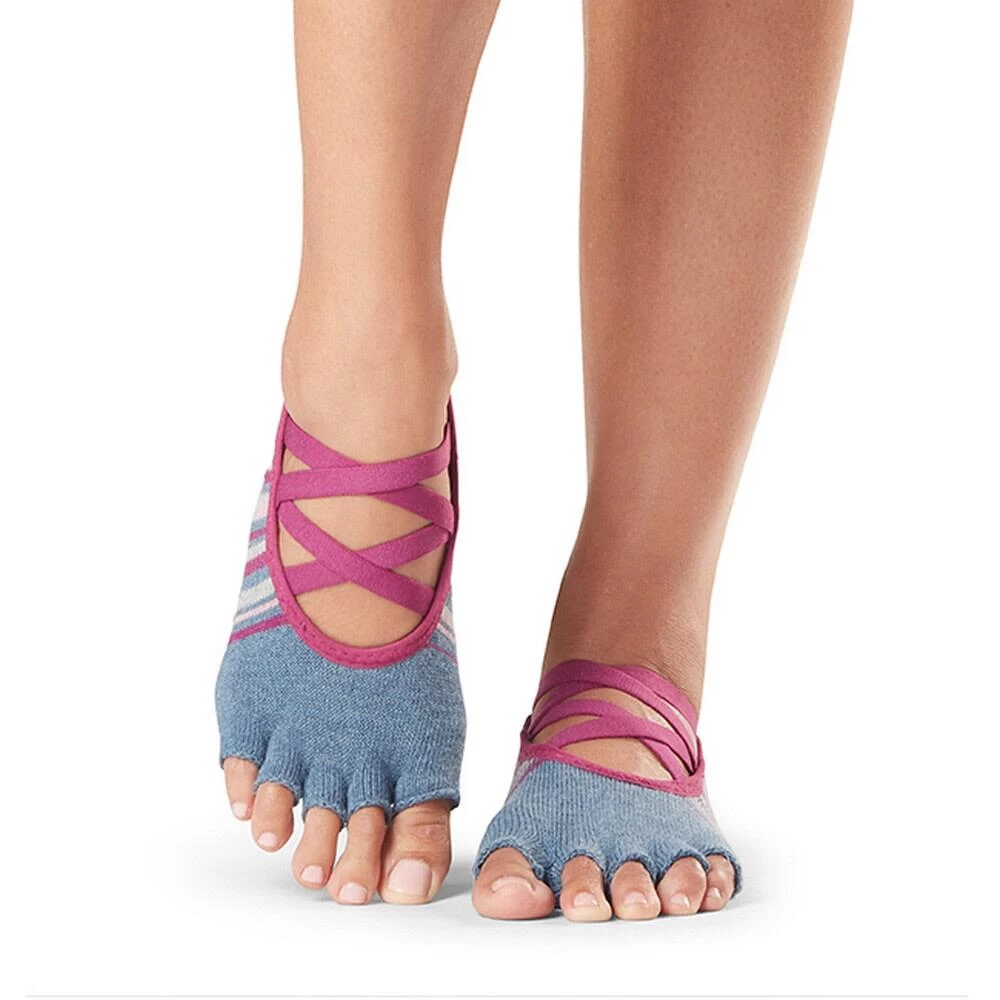 Fitness-Mad Womens/Ladies Elle Gypsy Half Toe Socks (Blue/Pink) 4 Fitness-Mad Womens/Ladies Elle Gypsy Half Toe Socks (Blue/Pink) - Image 2