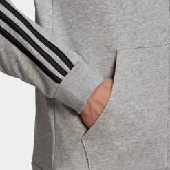 ADIDAS Men's Straight-Cut Crew Neck Zipped Hoodie With Pocket 3 Stripes - Grey -Fitness Equipment Store k1ba793442f53f4276dafa374ba51d8d3