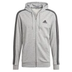 ADIDAS Men's Straight-Cut Crew Neck Zipped Hoodie With Pocket 3 Stripes - Grey -Fitness Equipment Store k3e25ec8a52f678fa9e1d8296eb17ed63