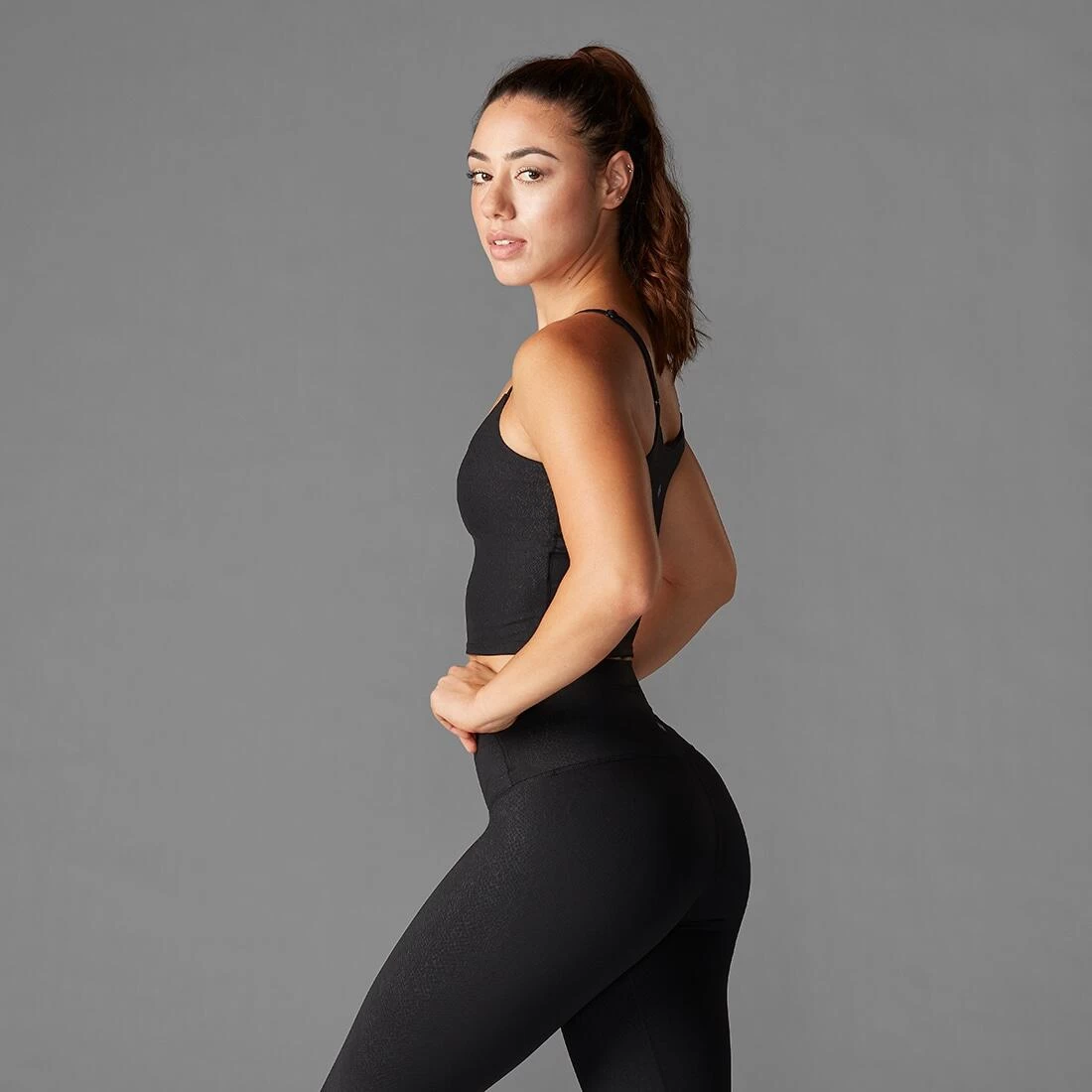 Fitness-Mad Womens/Ladies Python Print Sports Bra (Ebony) 5 Fitness-Mad Womens/Ladies Python Print Sports Bra (Ebony) - Image 3