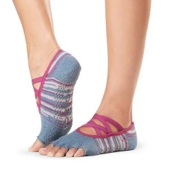 Fitness-Mad Womens/Ladies Elle Gypsy Half Toe Socks (Blue/Pink)