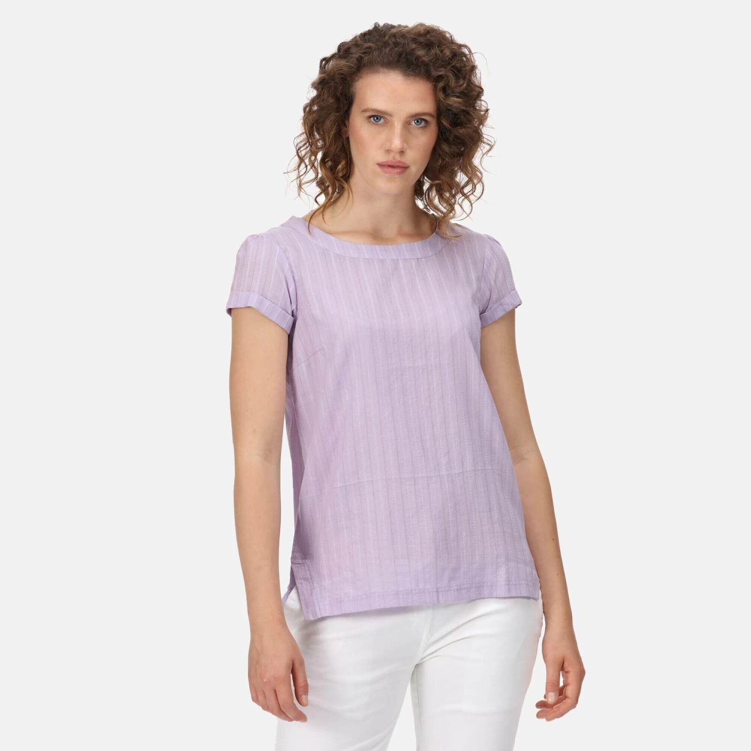 Regatta Womens/Ladies Jaelynn Dobby Cotton TShirt (Pastel Lilac) 6 Regatta Womens/Ladies Jaelynn Dobby Cotton TShirt (Pastel Lilac) - Image 4