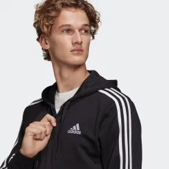 ADIDAS Men's Straight-Cut Crew Neck Zipped Hoodie With Pocket 3 Stripes -Fitness Equipment Store k6fd5e34a7108c12a3172ac263db40354