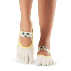 Fitness-Mad Womens/Ladies Mia Palmier Toe Socks (White/Yellow) -Fitness Equipment Store k7760710c11d6a3be9137a81130405470
