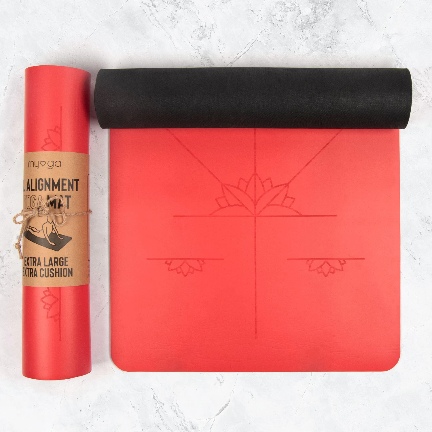 Myga Extra Large Red Alignment Yoga Mat 4 Myga Extra Large Red Alignment Yoga Mat - Image 2