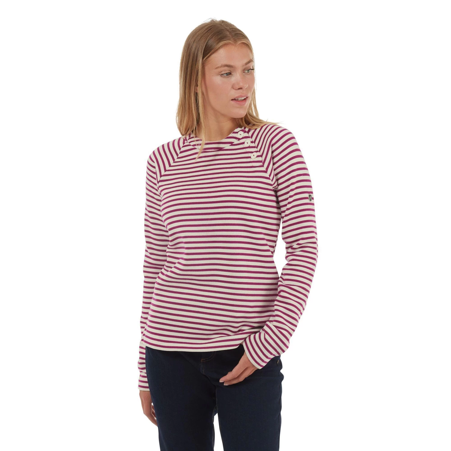 Craghoppers Womens/Ladies Neela Striped Sweatshirt (Navy) 9 Craghoppers Womens/Ladies Neela Striped Sweatshirt (Navy) - Image 7
