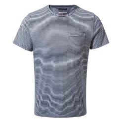 Craghoppers Mens NosiLife Ina Short Sleeved TShirt (Blue Navy Stripe)