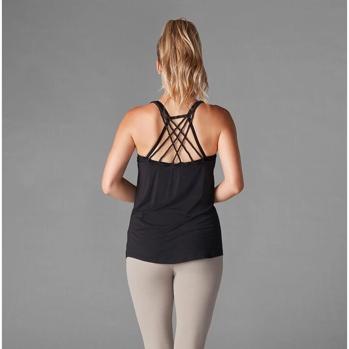 Fitness-Mad Womens/Ladies Braided Strap Tank Top (Black) 4 Fitness-Mad Womens/Ladies Braided Strap Tank Top (Black) - Image 2