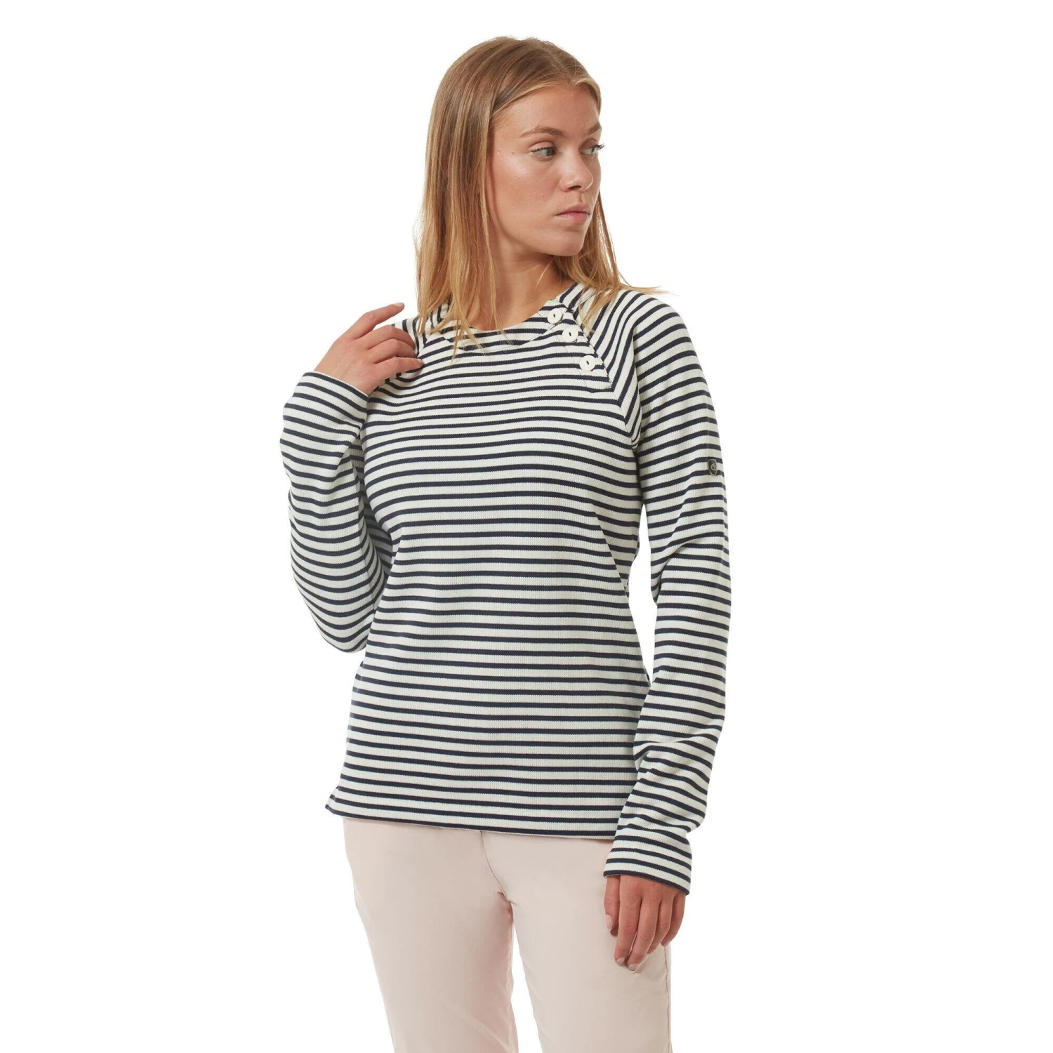 Craghoppers Womens/Ladies Neela Striped Sweatshirt (Navy) 4 Craghoppers Womens/Ladies Neela Striped Sweatshirt (Navy) - Image 2