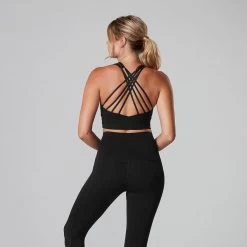 Fitness-Mad Womens/Ladies Strappy Sports Bra (Black) -Fitness Equipment Store kb11df565cfd5cbfe206b9a0f0b1f3661