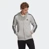 ADIDAS Men's Straight-Cut Crew Neck Zipped Hoodie With Pocket 3 Stripes - Grey -Fitness Equipment Store kc03e64dccfdb03c6bca60de81f5a47fb