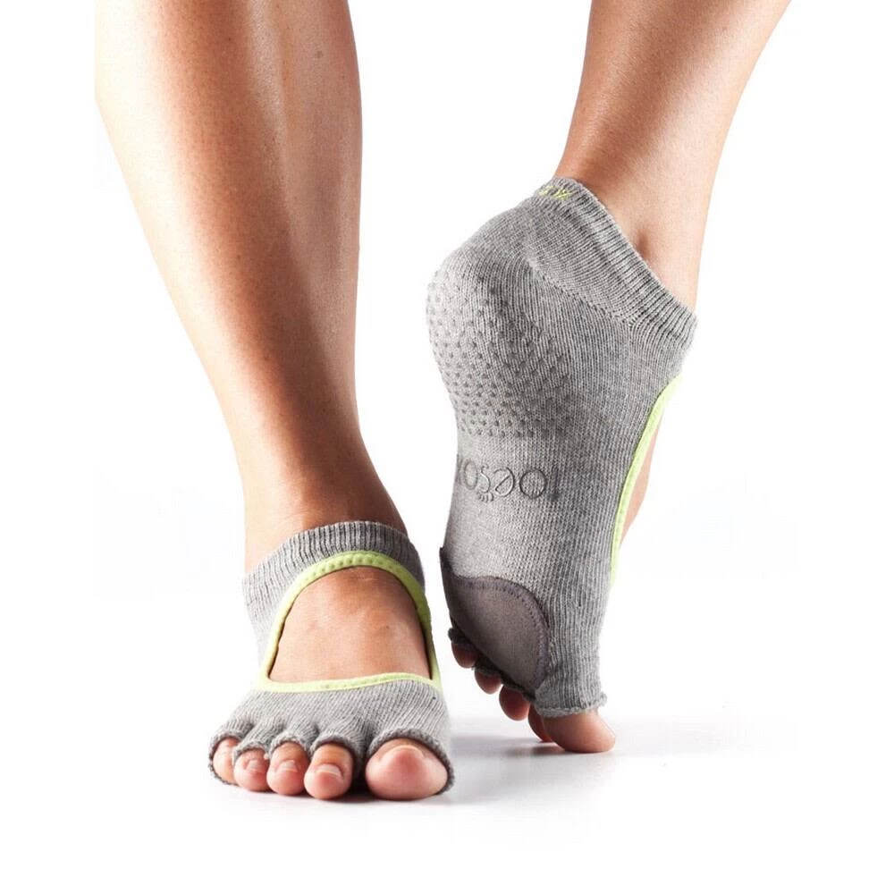 Fitness-Mad Womens/Ladies Contrast Half Toe Plie Dance Socks (Heather Grey/Lime) 3 Fitness-Mad Womens/Ladies Contrast Half Toe Plie Dance Socks (Heather Grey/Lime)