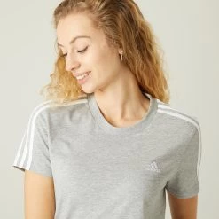 ADIDAS Women's Short-Sleeved Fitted Crew Neck Cotton Fitness T-Shirt 3 Stripes -Fitness Equipment Store kd0d60fb7239e56984376c0f6a11e63f7
