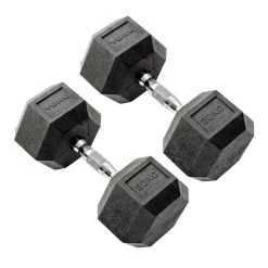 York 20kg Commercial Rubber Hex Dumbbells Weights