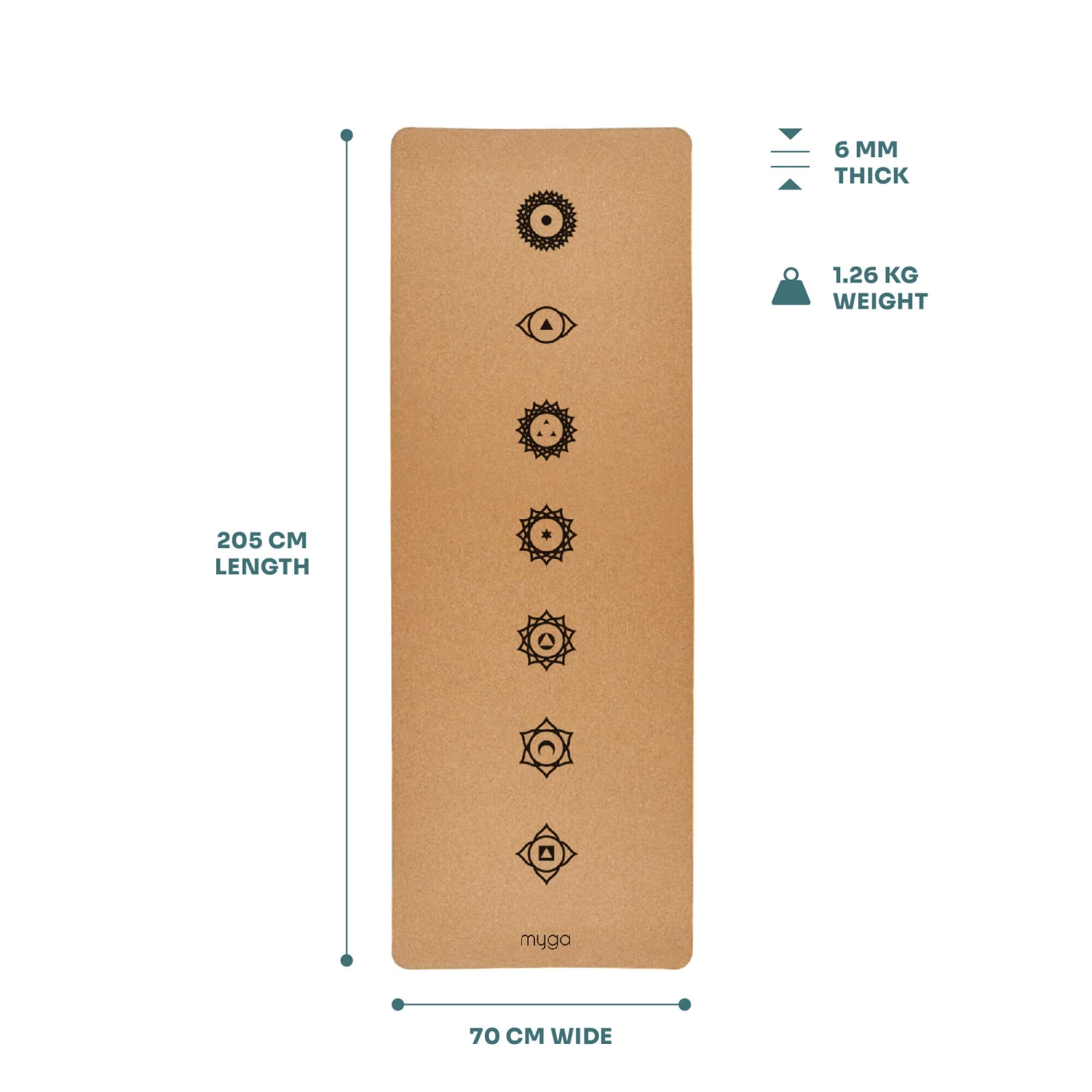 Myga Extra Large Chakra Cork Mat 8 Myga Extra Large Chakra Cork Mat - Image 6